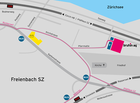 Lageplan der Bruhin AG in Freienbach am Zürichsee